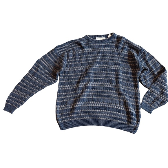 Geoffrey Beene Y2K Pullover Sweatshirt Sweater Stripe Stretch Retro Size Large